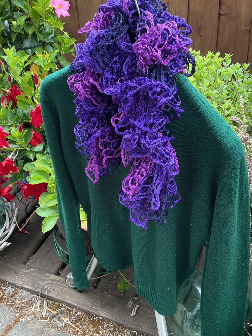 Handmade Purple Ruffle Scarf — Gradient Shades - Picture 2 of 4